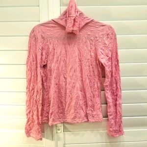 Pink Crinkle Turtle Neck